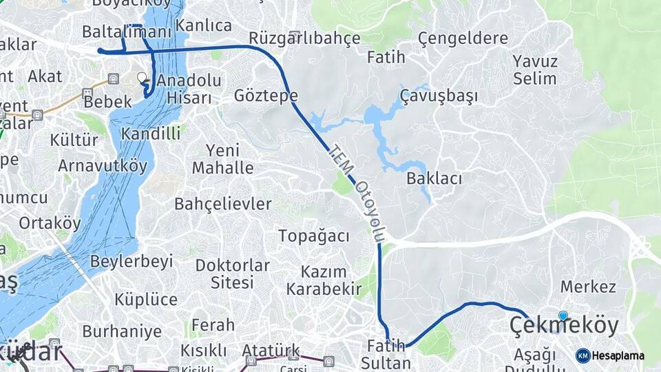 İstanbul Çekmeköy Medipol Üniversitesi Arası Kaç Km - Yol Haritası