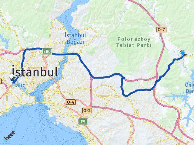 İstanbul Çekmeköy Ömerli Eyüpsultan Arası Kaç Km - Yol Haritası