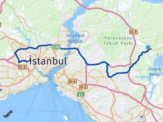 İstanbul Çekmeköy Ömerli Gaziosmanpaşa Arası Kaç Km - Yol Haritası