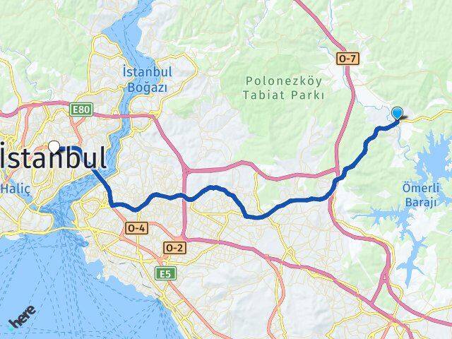 İstanbul Çekmeköy Ömerli Şişli Arası Kaç Km - Yol Haritası