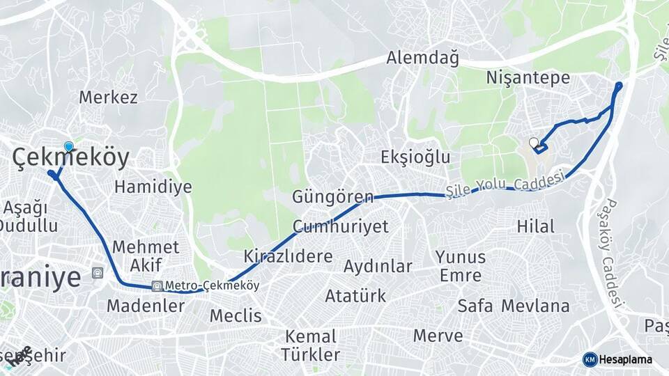 İstanbul Çekmeköy Özyeğin Üniversitesi Arası Kaç Km - Yol Haritası