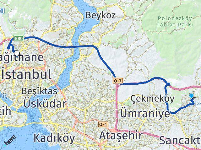 İstanbul Çekmeköy Taşdelen Kağıthane Arası Kaç Km - Yol Haritası