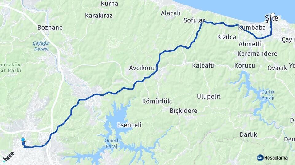 İstanbul Çekmeköy Taşdelen Şile Arası Kaç Km - Yol Haritası