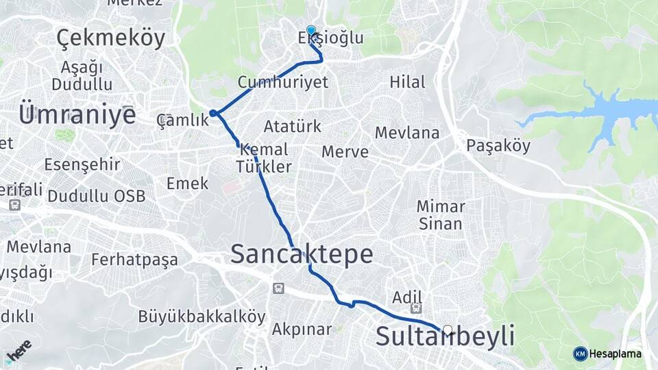 İstanbul Çekmeköy Taşdelen Sultanbeyli Arası Kaç Km - Yol Haritası