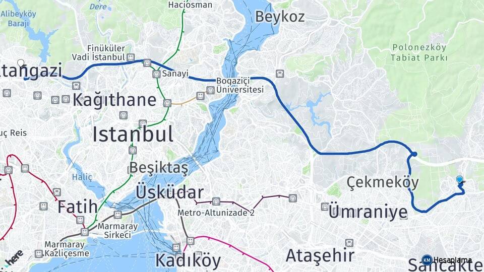 İstanbul Çekmeköy Taşdelen Sultangazi Arası Kaç Km - Yol Haritası