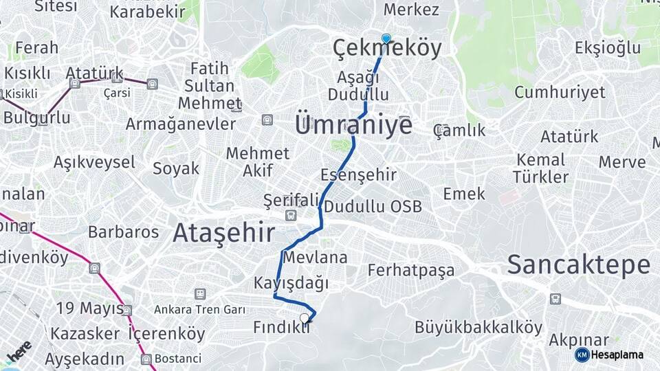 İstanbul Çekmeköy Yeditepe Üniversitesi Arası Kaç Km - Yol Haritası