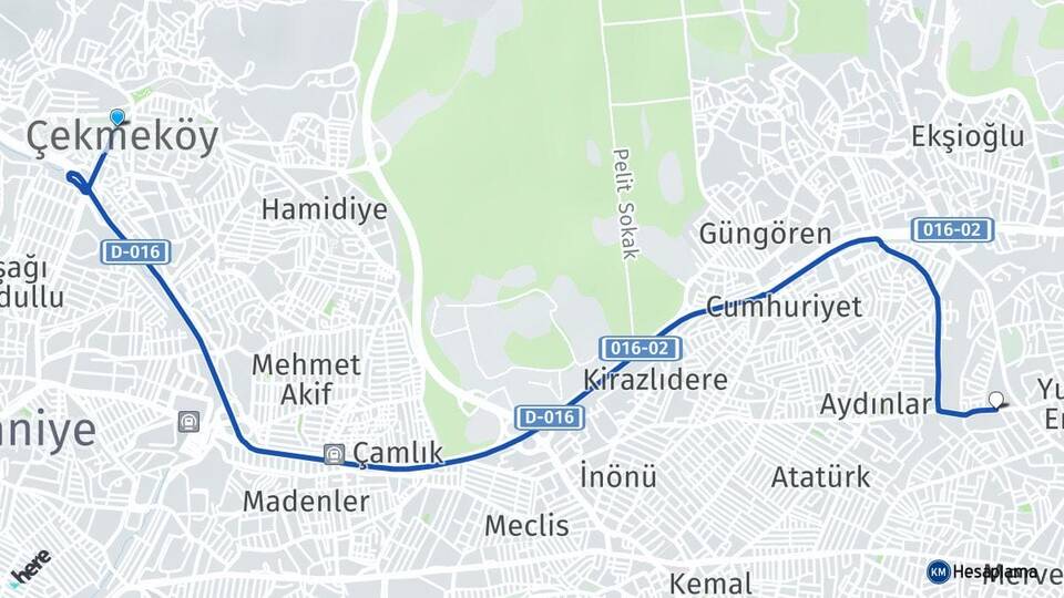 İstanbul Çekmeköy Yenidoğan Sancaktepe Arası Kaç Km - Yol Haritası