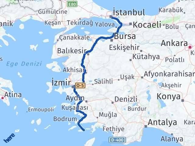 istanbul datca mugla arasi kac km kac saat yol tarifi
