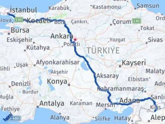 İstanbul Elbeyli Kilis Arası Kaç Km - Yol Haritası