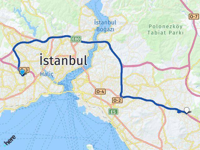 İstanbul Esenler Davutpaşa Sultanbeyli Arası Kaç Km - Yol Haritası