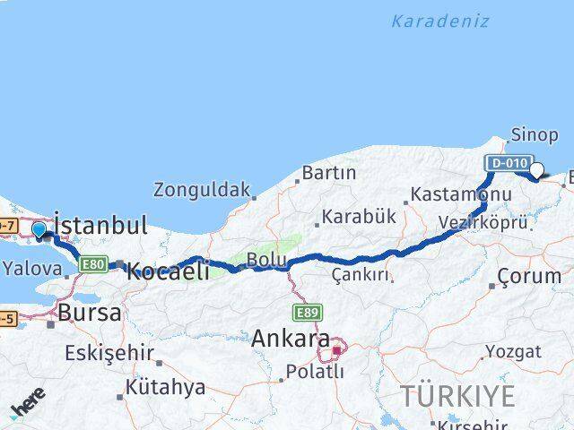 İstanbul Esenler Yakakent Samsun Arası Kaç Saat? Yol Haritası, Yakıt, Rota ve Mesafe Hesaplama İstanbul Esenler Yakakent Samsun Arası Kaç Km? Kaç Saat? Yol Haritası