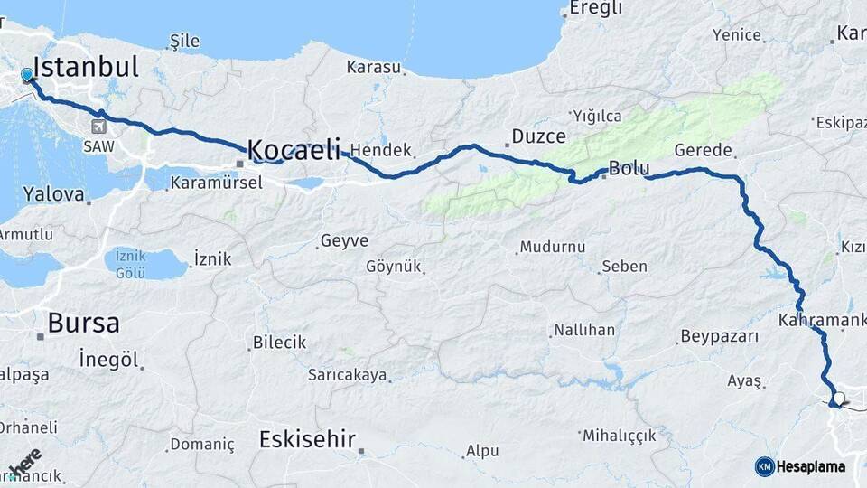 İstanbul Etimesgut Ankara Arası Kaç Km - Yol Haritası