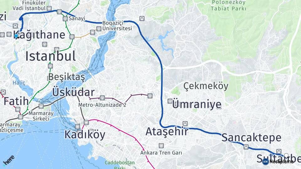 İstanbul Eyüpsultan Alibeyköy Sultanbeyli Arası Kaç Km - Yol Haritası
