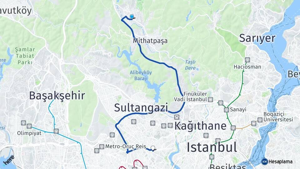 İstanbul Eyüpsultan Göktürk Gaziosmanpaşa Arası Kaç Km - Yol Haritası