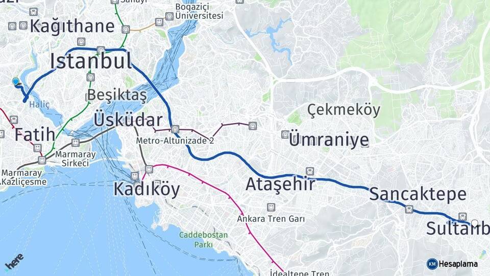 İstanbul Eyüpsultan Sultanbeyli Arası Kaç Km - Yol Haritası