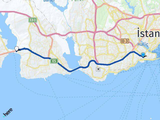 İstanbul Fatih Aksaray Büyükçekmece Arası Kaç Km - Yol Haritası