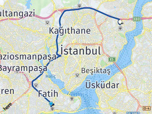 İstanbul Fatih Aksaray Etiler Beşiktaş Arası Kaç Km - Yol Haritası