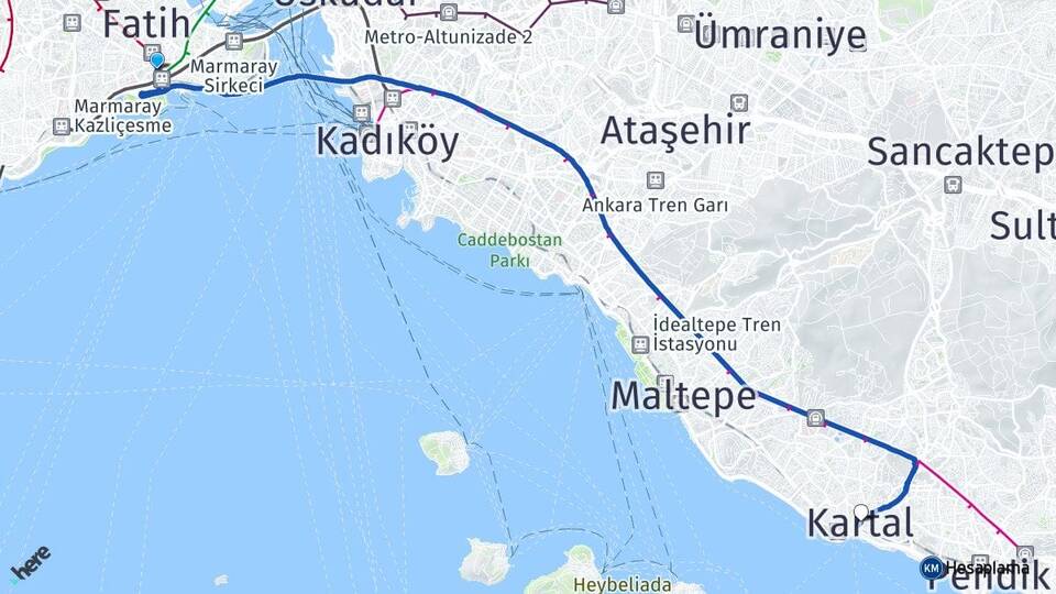 İstanbul Fatih Aksaray Kartal Arası Kaç Km - Yol Haritası