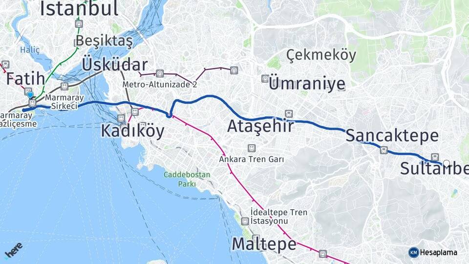 İstanbul Fatih Aksaray Sultanbeyli Arası Kaç Km - Yol Haritası
