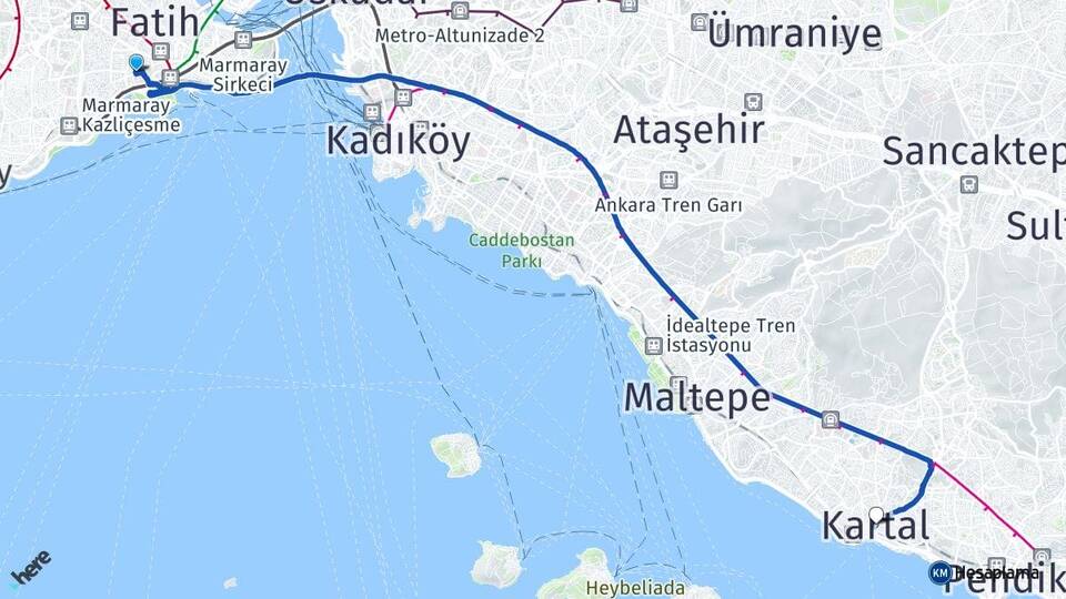 İstanbul Fatih Cerrahpaşa Kartal Arası Kaç Km - Yol Haritası