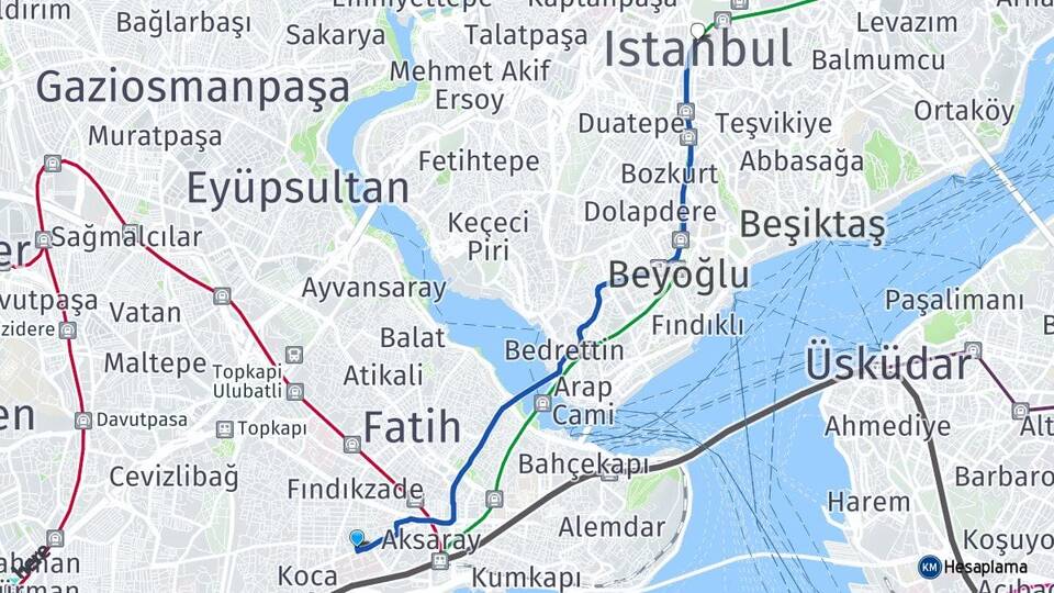 İstanbul Fatih Cerrahpaşa Şişli Arası Kaç Km - Yol Haritası