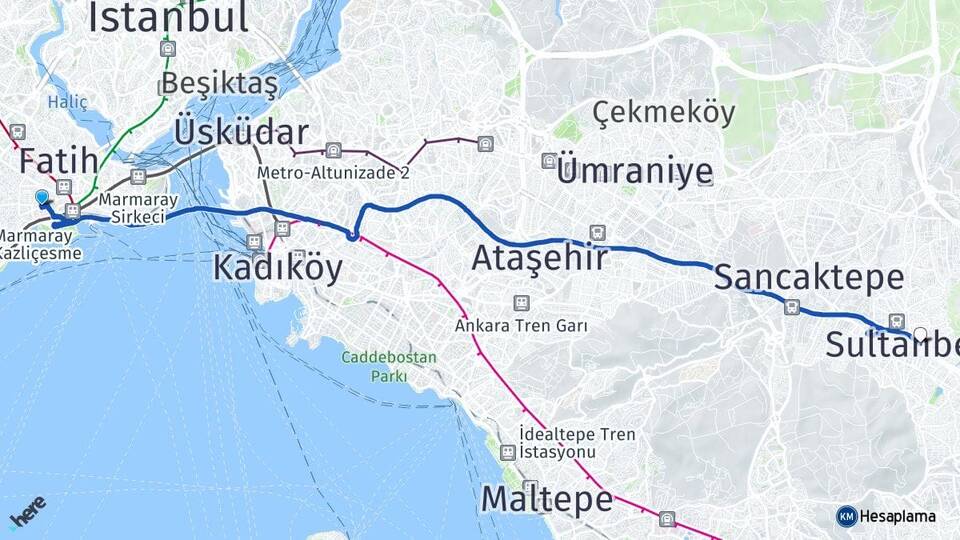 İstanbul Fatih Cerrahpaşa Sultanbeyli Arası Kaç Km - Yol Haritası