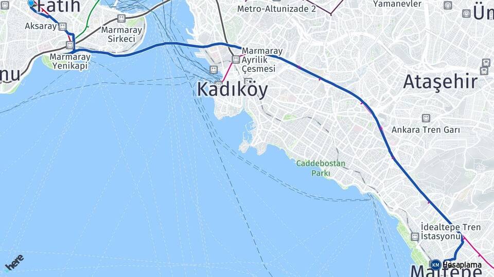 İstanbul Fatih Topkapı Maltepe Arası Kaç Km - Yol Haritası