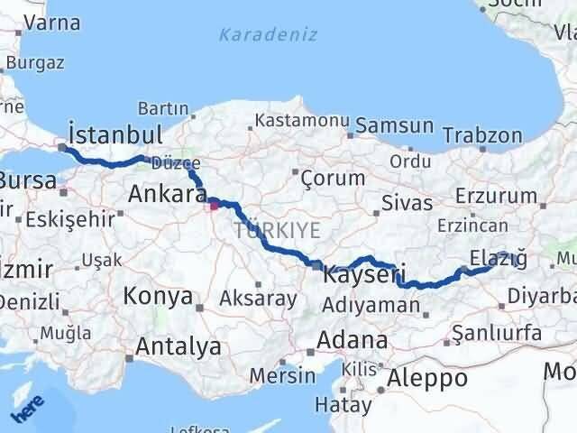 İstanbul Genç Bingöl Arası Kaç Km - Yol Haritası