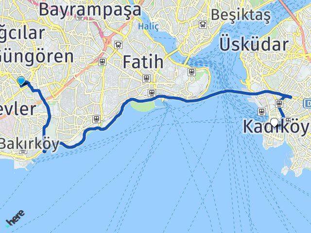 İstanbul Güngören Haznedar Kadıköy Arası Kaç Km - Yol Haritası