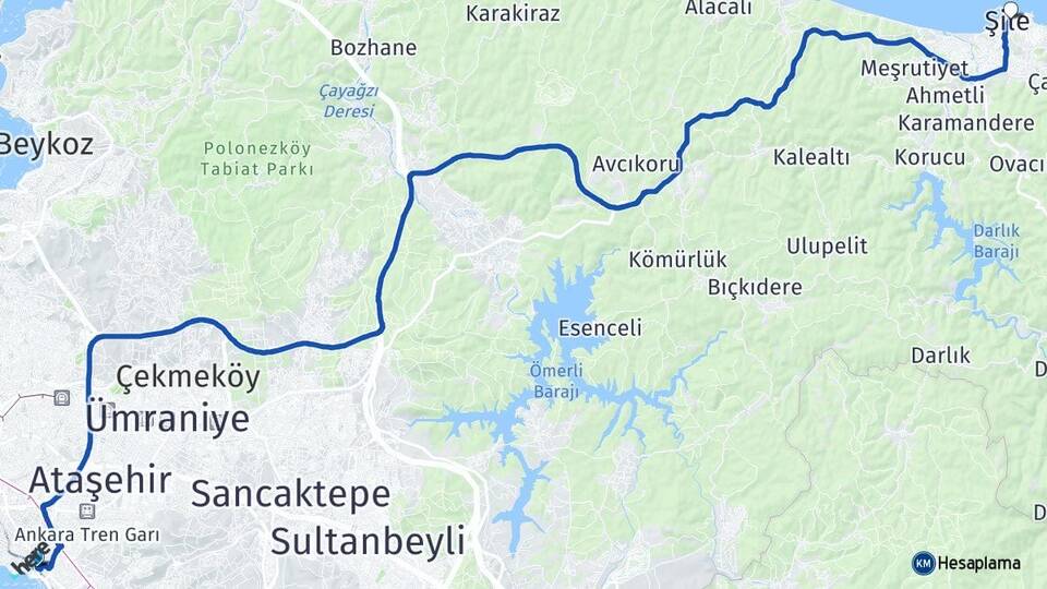 İstanbul Kadıköy Bostancı Şile Arası Kaç Km - Yol Haritası