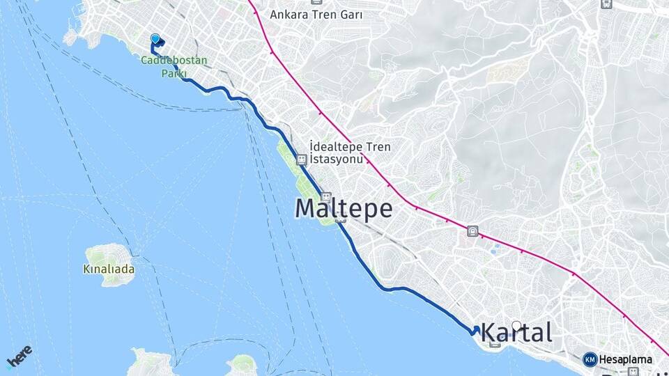 İstanbul Kadıköy Caddebostan Kartal Arası Kaç Km - Yol Haritası
