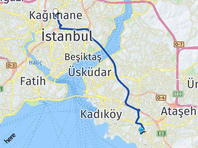 İstanbul Kadıköy Erenköy Kağıthane Arası Kaç Km - Yol Haritası