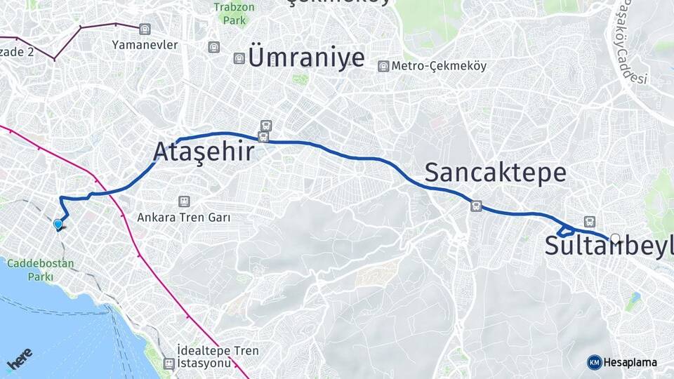 İstanbul Kadıköy Erenköy Sultanbeyli Arası Kaç Km - Yol Haritası