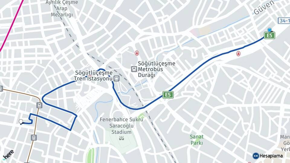 İstanbul Kadıköy Fikirtepe Kadıköy Arası Kaç Km - Yol Haritası