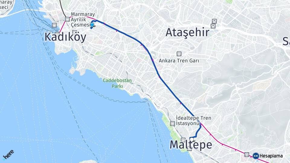İstanbul Kadıköy Fikirtepe Maltepe Arası Kaç Km - Yol Haritası
