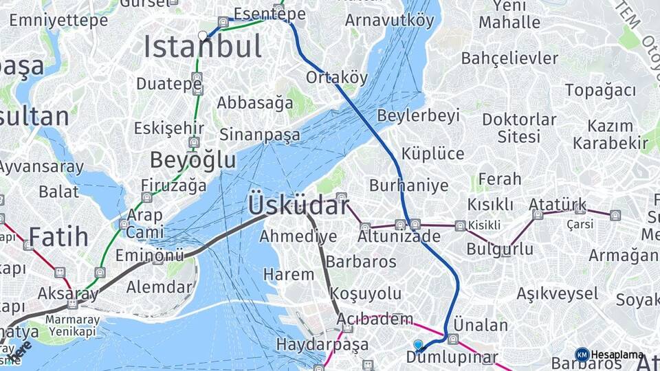 İstanbul Kadıköy Fikirtepe Şişli Arası Kaç Km - Yol Haritası