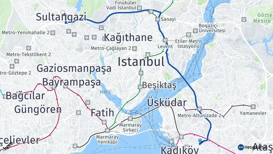 İstanbul Kadıköy Fikirtepe Sultangazi Arası Kaç Km - Yol Haritası