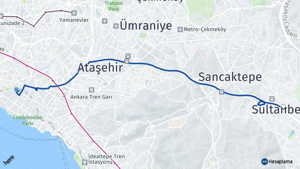 İstanbul Kadıköy Göztepe Sultanbeyli Arası Kaç Km - Yol Haritası
