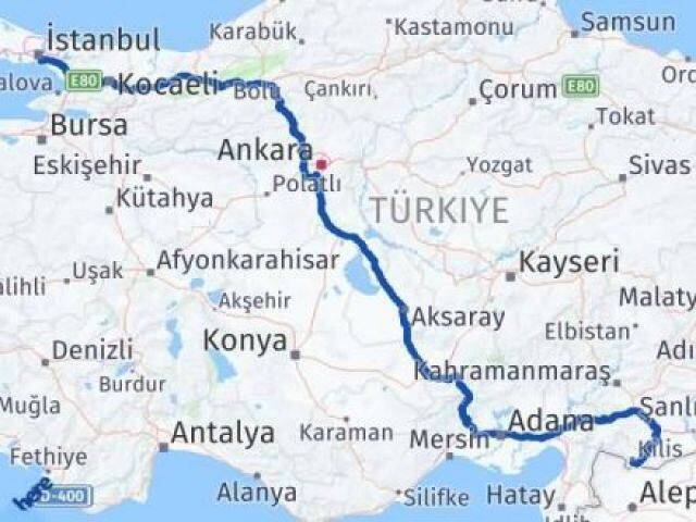 İstanbul Kadıköy Kilis Arası Kaç Km - Yol Haritası