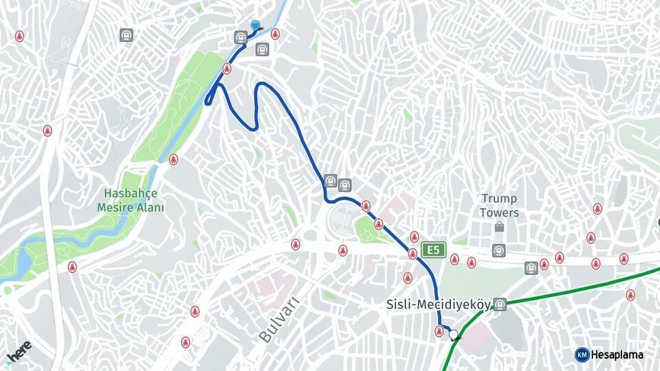 İstanbul Kağıthane Şişli Arası Kaç Km - Yol Haritası