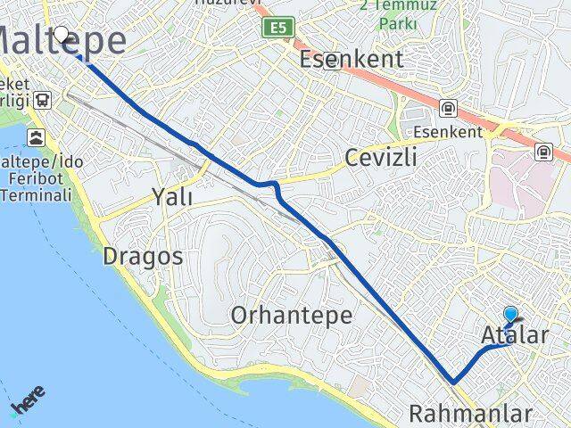 İstanbul Kartal Atalar Maltepe Arası Kaç Km - Yol Haritası