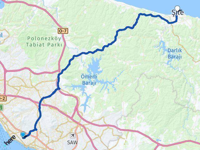 İstanbul Kartal Atalar Şile Arası Kaç Km - Yol Haritası