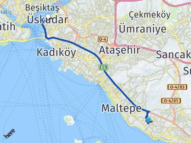İstanbul Kartal Atalar Üsküdar Arası Kaç Km - Yol Haritası