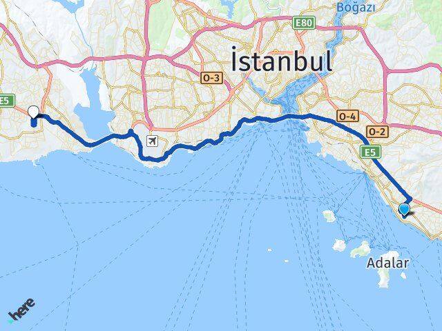 İstanbul Kartal Dragos Beylikdüzü Arası Kaç Km - Yol Haritası