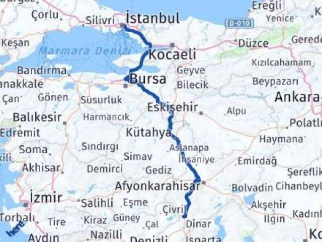 İstanbul Kızılören Afyonkarahisar Arası Kaç Km - Yol Haritası