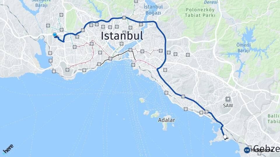 İstanbul Küçükçekmece Atakent Tuzla Arası Kaç Km - Yol Haritası