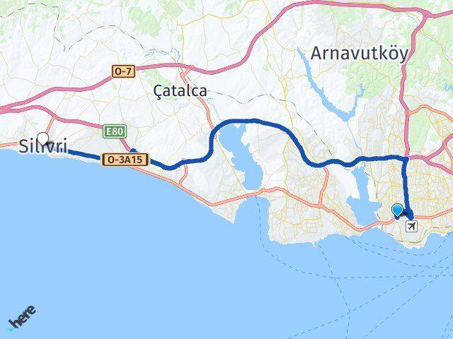 İstanbul Küçükçekmece Beşyol Silivri Arası Kaç Km - Yol Haritası