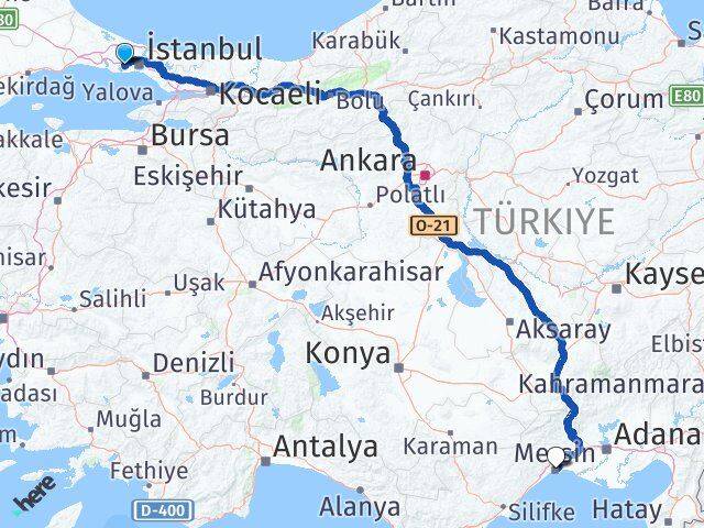 İstanbul Küçükçekmece Halkalı Mersin Arası Kaç Km - Yol Haritası