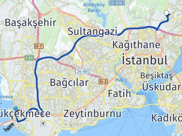 İstanbul Küçükçekmece Maslak Sarıyer Arası Kaç Km - Yol Haritası