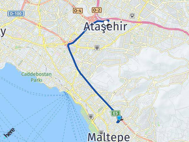 İstanbul Maltepe Bağlarbaşı Ataşehir Arası Kaç Km - Yol Haritası